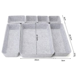 Pack of 8 Drawer Organiser System Felt Organiser, Stackable Felt Material Make Up Organiser Drawers Organiser System Felt Office with 4 Sizes, for Desk, Dresser, Wardrobe and Locker