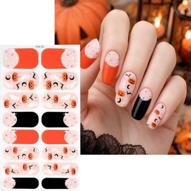 4 Sheets Halloween Full Nail Wraps Stickers for Women Halloween Party Decor