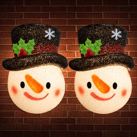 WHOLEV 2 Pack Crooked Nose Snowman Christmas Porch Light Covers, Christmas Outdoor Ornament, Xmas Lamp Shades for Outdoor XMAS Decorations Porch Lamp, Garage Lamp, Christmas Ornament Lampshade Holiday