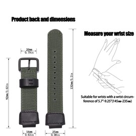 16mm g shock Replacement Strap Compatible with Casio GA100 110 120 700 2100 DW5600 6900 AWG-M100 GW9400 Nylon Leather Bracelet Watch Band Watch Accessories (ArmyGreen Black Button)