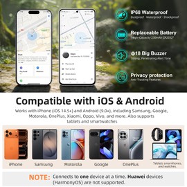 Air Tags for Android, Air Tags-4 Pack Work Compatible with Apple Find My & Google's Find Hub, Smart Tag Item Finders IP68 Waterproof Replaceable Battery for Wallet, Luggage, Backpack, Key, 2026 New