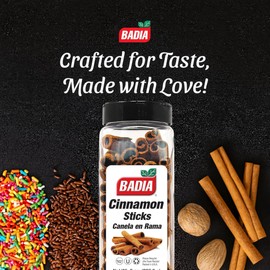 Badia Cinnamon Sticks 8 oz – Sweet and Warm Aromatic Whole Cinnamon Spice – Natural, Gluten Free, Kosher, and No MSG