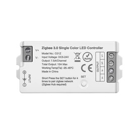 Dimmable Smart ZigBee 3.0 LED Controller for Single Color White LED Strip