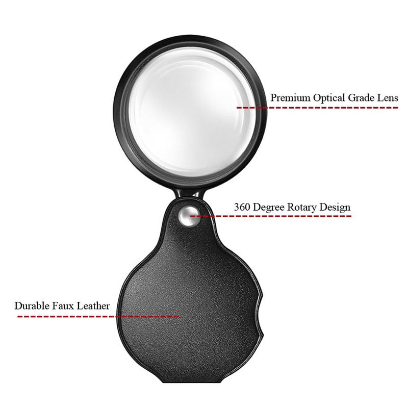 10X Magnifying Glass Loupe Small Pocket Magnifier Mini Folding Magnify
