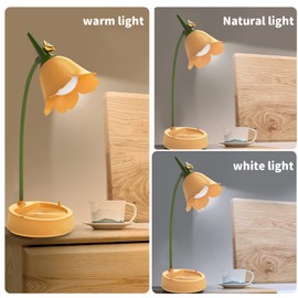 DAJASD Children's Desk Lamp, Girls' Desk Lamp, Dimmable LED Table Lamp with 3 Colour Temperatures and Flexible Arm, for Children, Bedroom, Café (Yellow, 39 x 15 x 12.5 cm)