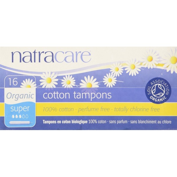 Natracare Organic Cotton Tampon Super 16 Count with Applicator (6 Pack)