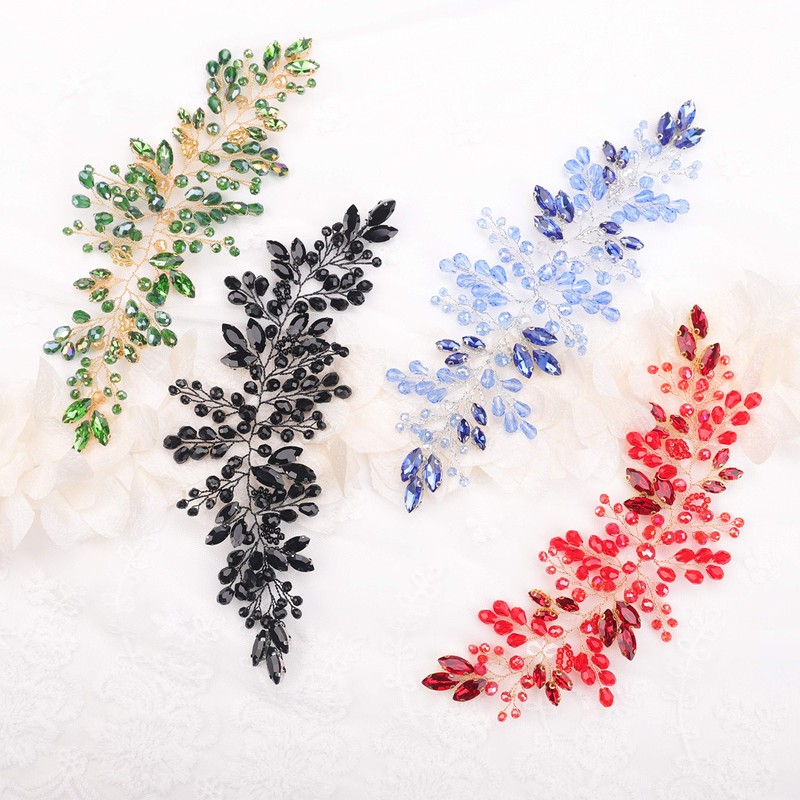 Kercisbeauty - Diadema de pelo para novia, color verde, Negro