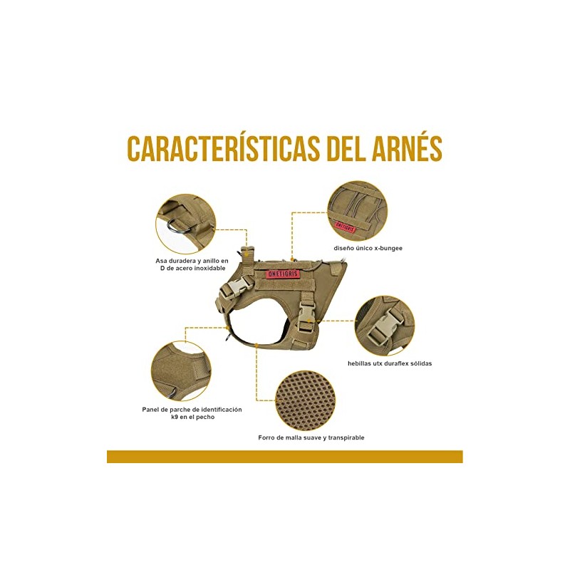 OneTigris Arnés Táctico Militar para Perros Grandes y Medianos con