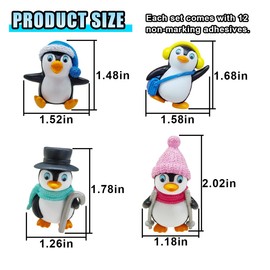 LHDOS 4PCS Mini Penguin Car Dashboard Ornament, Cute Rearview Mirror Decoration Funny Present, Mini Resin Animal Figurine Auto Interior Decoration Accessories for Car, Home, Garden, Office (Penguin)