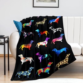 Dachshund Throw Blanket Bedding Super Soft Warm Flannel Blankets for Kids Adults Bedroom Living Room Sofa 50"x40"
