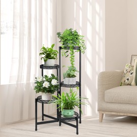 ZTKTEDF Plant Stand Indoor Outdoor, Corner Metal Flower Pot Stands for Multiple Plants,5 Tier Tall Heavy Duty Plant Shelf for Patio Garden Balcony Living Room Bedroom (5 tierd)