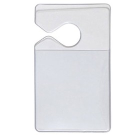100 Pack - Clear Rigid Vinyl Vertical Vehicle Hang Tag Small Parking Pass Permit Holders - Holds Parking Lot Permit Sticker or Card - Attach to Car Rear View Mirror, by Specialist ID