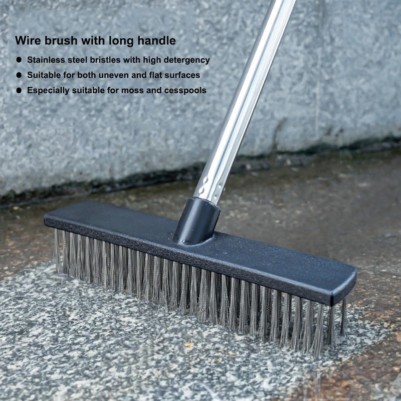 Heavy-Duty Push Broom Brush - Perfect for Bathroom, Kitchen, Patio,