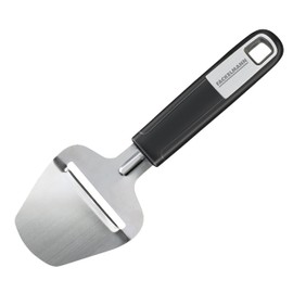 FACKELMANN Hartkäsehobel 21 cm SENSE, hochwertige, scharfe Klinge aus rostfreiem Edelstahl, Käsehobel mit rutschfestem und ergonomischem Soft-Touch-Griff(Farbe: Silber/Schwarz), Menge: 1 Stück