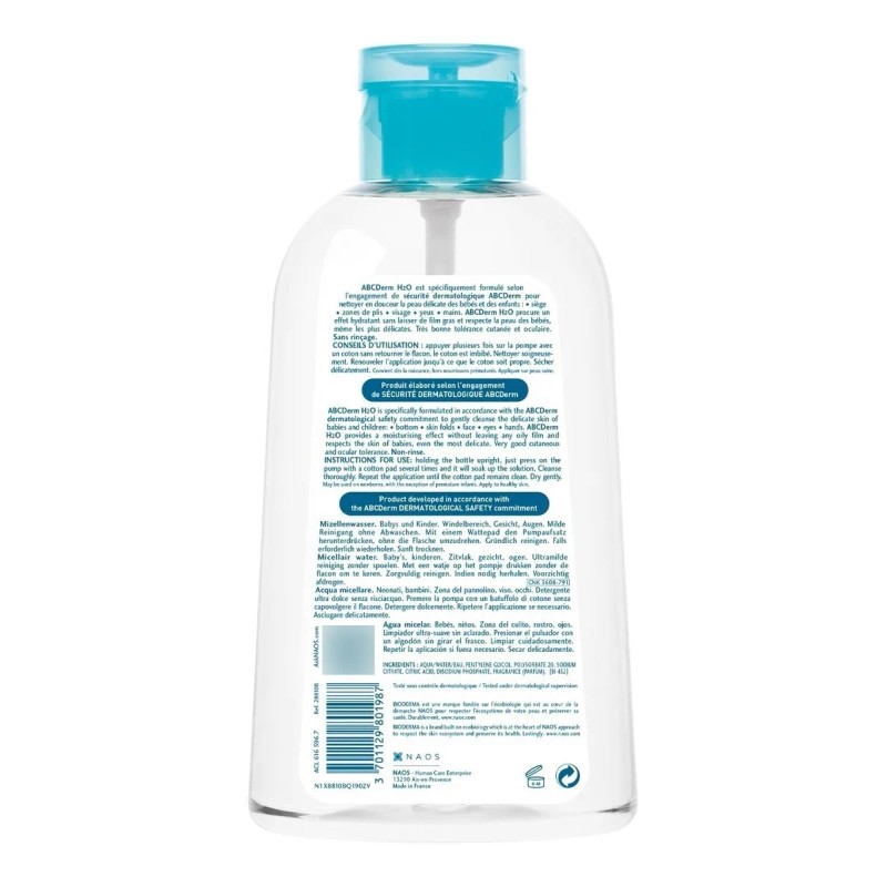 Bioderma Abcderm H2o, Agua Limpiadora, 1l