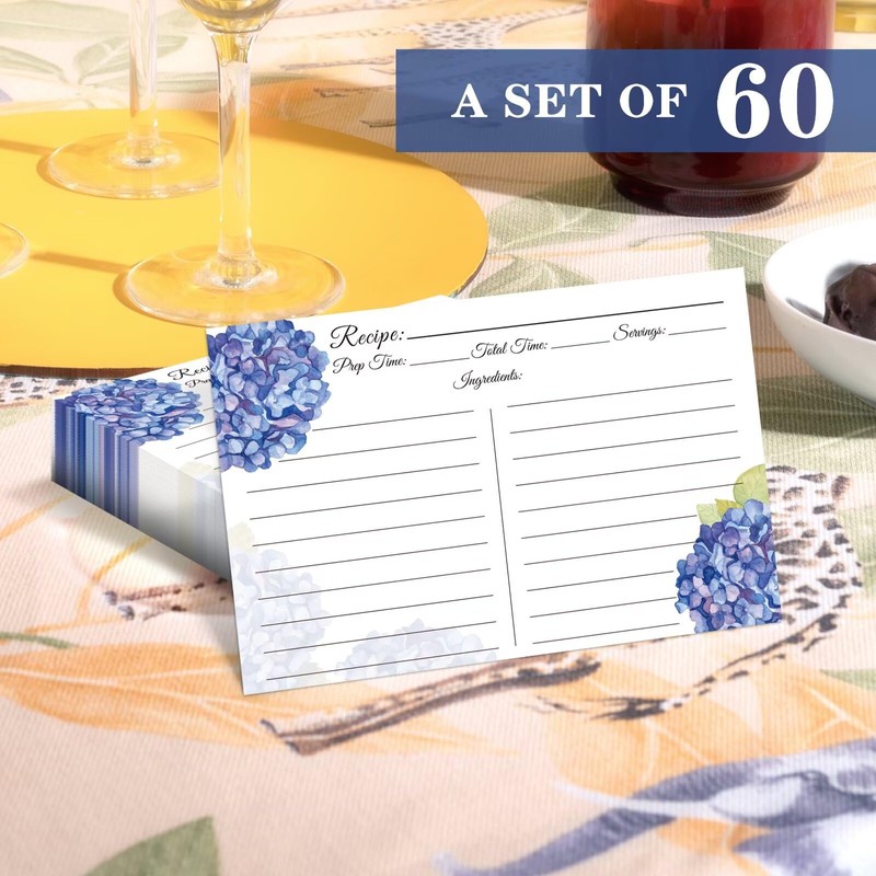 Recipe Cards 4x6, Premium Double-Sided Recipe Cards, 60 PCS Blank