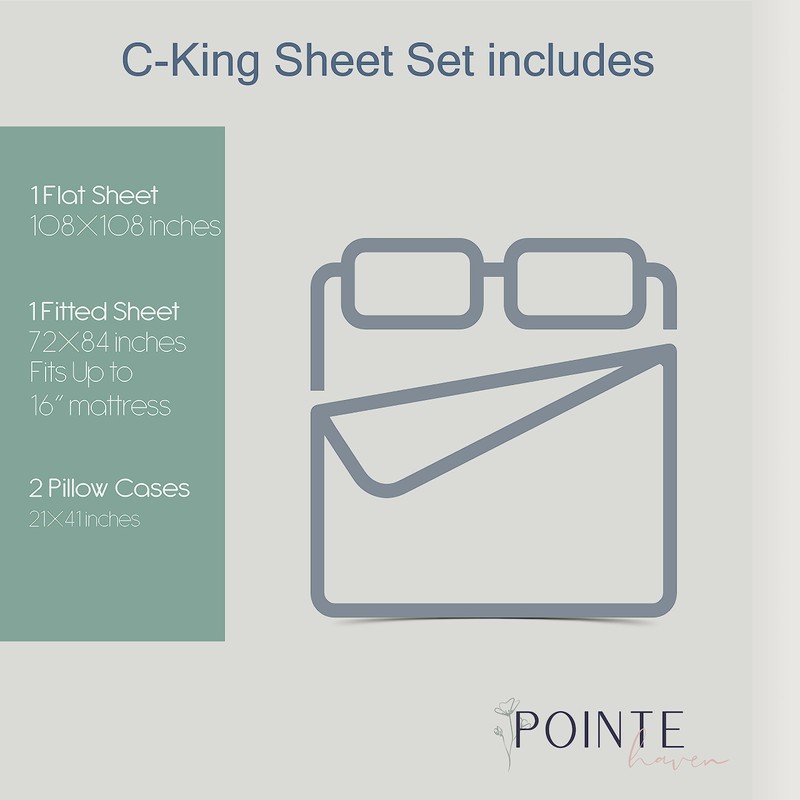 Pointehaven Flannel 170 GSM Sheet Set,Cal King White