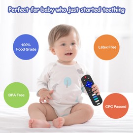 ERSIHUA 2-Pack Silicone Baby Teething Toys, TV Remote Teethers for 6-12-18 Months Infant, TV Remote Control Shape Toddlers Silicone Teethers, Chew Toys for Boys and Girls (RC+Pig Black)