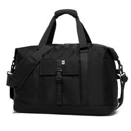 SUNNY BIRD Duffel with Utility Pouch, 40L Weekender Overnight Bag with Shoe Compartment for Travel and Sports (Black)