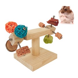 Ornaous Natural Wood Spinning Feeding Toys for Dwarf Hamsters Guinea Pig, Interactive Enrichment Foraging Toys for Small Animals Exercise Gerbils Syrian Hamster Chinchillas Cage Accessories