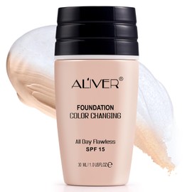 4 in 1 Foundation Liquid, Colour Changing Foundation, Great for all skin types, featuring a full-range of shades for all skin tones, SPF15, Sunscreen, Non-Greasy,Long Lasting