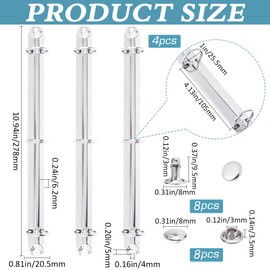 GORGECRAFT Pack of 4 3 Ring Metal Binding Mechanism Iron Binding Mechanisms for Loose Sheets Replacement Clamp Set with Hinge O Rings Binding Combs for DIY Planner School Document Organisation