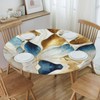 Delerain Blue Gold Marble Round Fitted Tablecloth, Waterproof Round Table