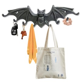 Coat Hooks Wall Mounted, Rustic Bat Key Hook Holder, Heavy Duty Decorative Black Wall Hooks for Mudroom, Towels, Hat Rack, Purse Hooks, Cast Iron Decorative ‎Antique Black Hooks