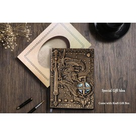 Journal Notebook A5 Lined Hardback, Embossed, 200 Pages in 2 Colours, Vintage Leather Writing Diary, Christmas Birthday Gifts for Women Men, University Gift for Friends Kids, Soldier Bronze