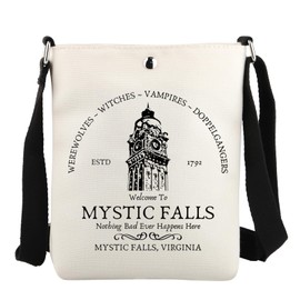 JYTAPP Mystic Falls Vampire Crossbody Bag TVD Fan Gift Vampire Diaries Gothic Bag TVD Merch TVD Bag Mystic Falls Merch (BEIGE)