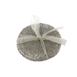 Set of 4 Silver Beaded Coasters