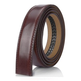 Nelbons Men's Leather Ratchet Belt Strap Only 30mm 1 1/8",Leather Belt without Buckle,replacement belt… (C-Brown, UP TO Waist:44'')