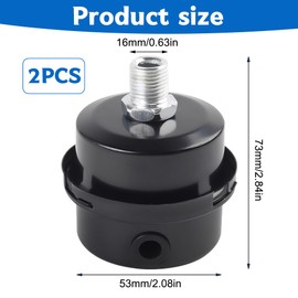 Pack of 2 Air Compressor Silencer Filter, Metal Air Compressor Air Filter, 3/8 Inch 16 mm Thread Intake Filter, 16 mm Metal Intake Filter Replacement for Air Compressor