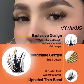 Eyelash Clusters Fluffy Lash Clusters Individual Lashes Mixed VYNIXUS Cluster Lashes Kit DIY Lash Extensions WideSpan Fake Lashes Ultra-Thin (Magic-0.07D-Mix8-16)