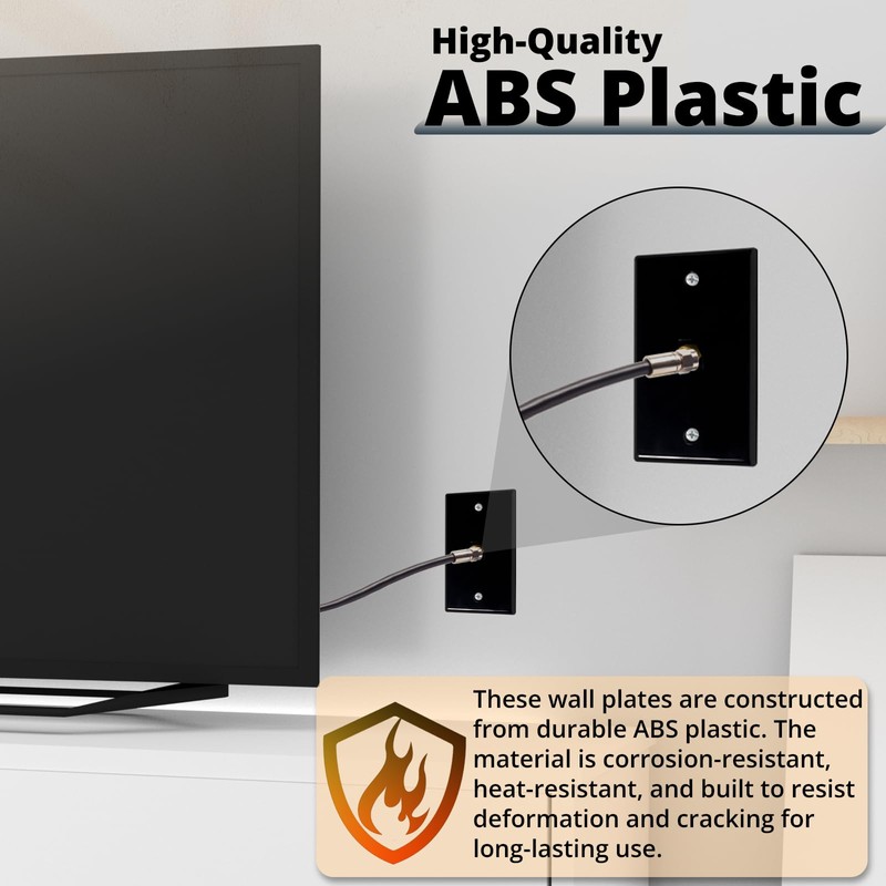 HXH 1-Port Single-Gang Coax Wall Plate, F-Type Connector, Black, 1-Pack