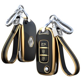 SANRILY Renault Key Case, Key Cover, Key Protection, Duster Megane, Sandero, Cando, Capture, Twingo, High Quality, Protection, Anti-Scratch, Accessory, Fashionable, Black