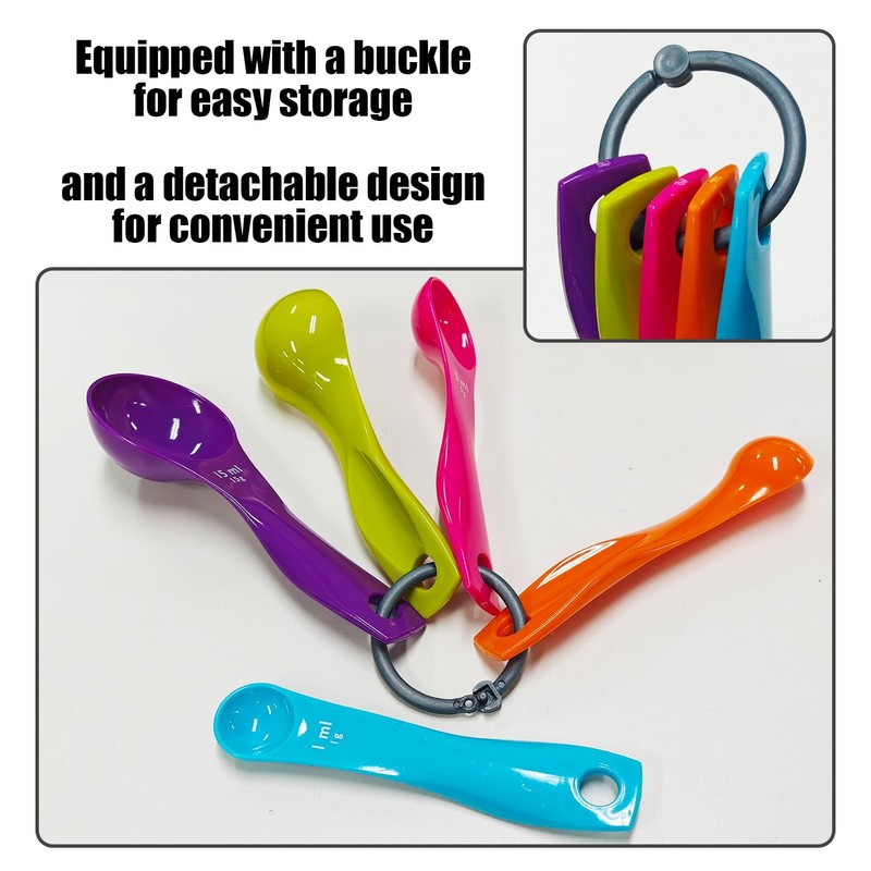 5-Piece Measuring Spoons and 2-Piece Measuring Cups, Plastic Measuring Spoons,