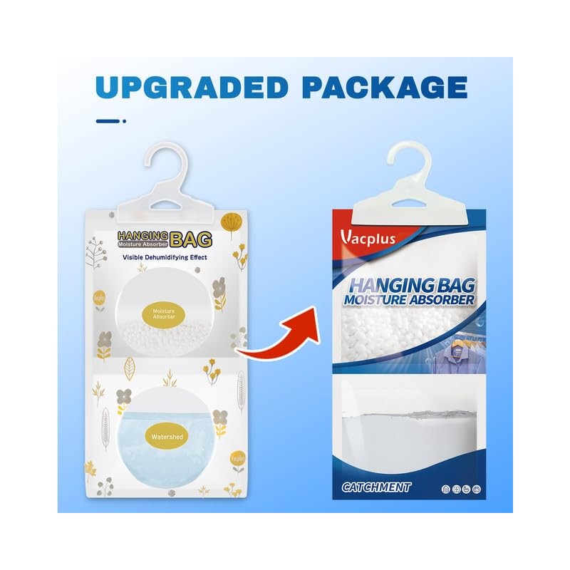Vacplus Moisture Absorber Packets, Fragrance Free(10 Pack), Humidity Packs, Hanging
