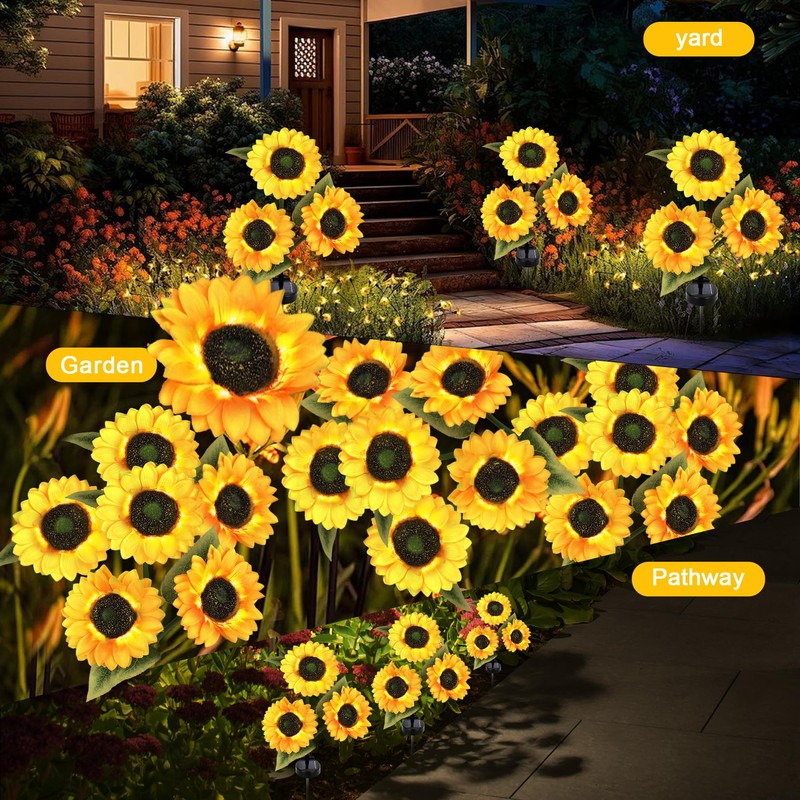 Solar Lights Outdoor Decorative, Upgraded 2 Pack with 6 Solar