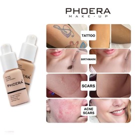 PHOERA Full Coverage Foundation Soft Matte Liquid | Oil Control, Waterproof, Long Lasting | Concealer & Flawless Makeup for Oily, Acne-Prone, Sensitive Skin | Vegan & Cruelty-Free (TRUFFLE)