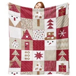 Zzkol Christmas Flannel Throw Blanket, Cute Snowmen Xmas Tree Birthday Gifts for Kids Men Women, Winter Holiday Snowflake Soft Blankets for Bedding Sofa 50 x 60 Inches