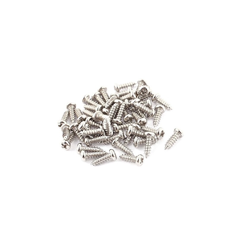 sourcingmap 50 Pcs M2.6x8mm Stainless Steel Phillips Round Head Self