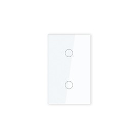 LOUYSGEN 1000W Touch Light Switch, Single-Gang 2-Button, No Neutral Wire Required, Non-Dimmable Tempered Glass Wall Switch, 110–220V AC, White