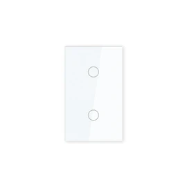 LOUYSGEN 1000W Touch Light Switch, Single-Gang 2-Button, No Neutral Wire Required, Non-Dimmable Tempered Glass Wall Switch, 110–220V AC, White