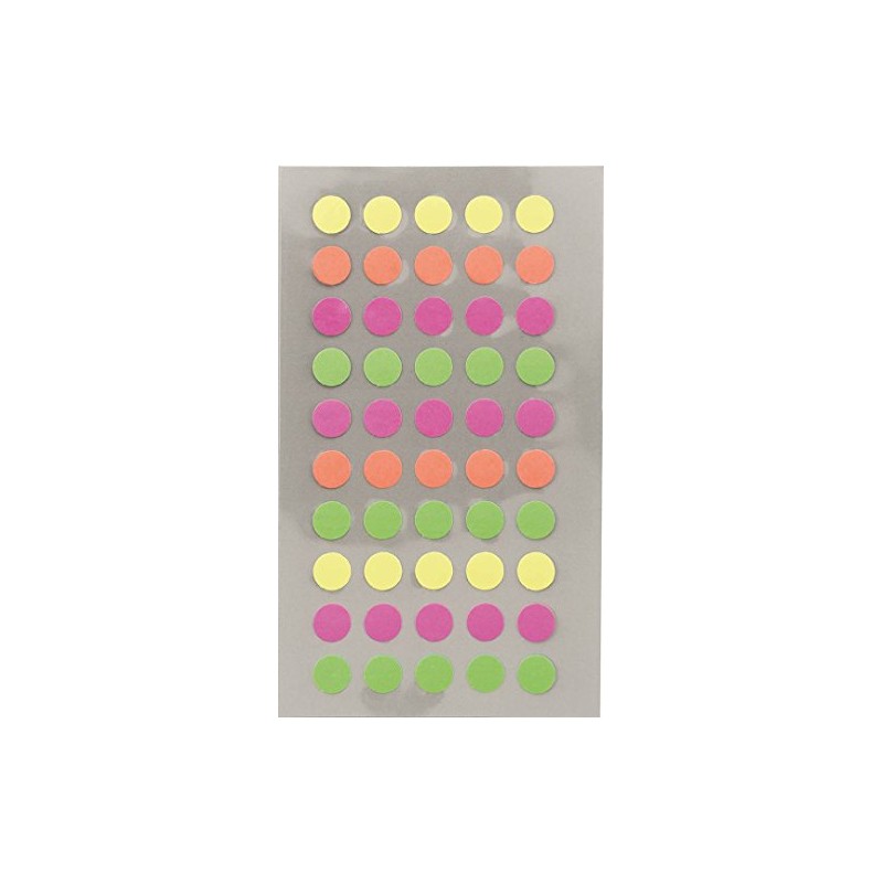 Rico Office Stick Neon Dots 8mm 4 Sheets 7x15.5 cm
