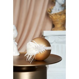 BABEYOND Women's 1920s Feather Headband 20s Style Flapper Charleston Hair Band Great Gatsby Women's Fancy Dress Costume Accessories Feather with Satin Ribbon White