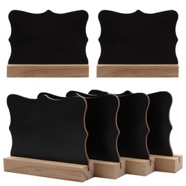 Wipe-Clean Wooden Chalkboard, 6 Pieces Wooden Mini Chalkboard Signs, Chalkboards Small, Chalkboards for Labelling, Blackboard Table Top Signs for Buffet, Blackboards Plastic for Wedding