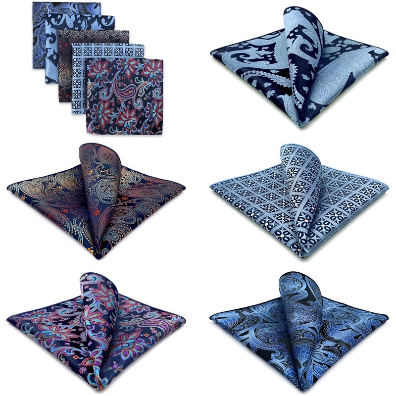 Shlax&Wing Pack of 5 Assorted Handkerchiefs for Men Square Size