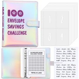 Resurhang 100 Envelope Savings Challenge Kit Challenge Binder A5 Money Saving Book Budget Binder with Cash Envelopes Budget Planner to Save 5, 050, 100 Day Cash Stuffing Budgeting(Colorful)