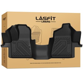 LASFIT Front Floor Mat for 2015-2021 Ford Transit 150/250/350/350HD Vinyl Floor Large Console(Not for Transit Connect Models) All Weather Protector TPE Car Floor Liner for Transit Vans, Black